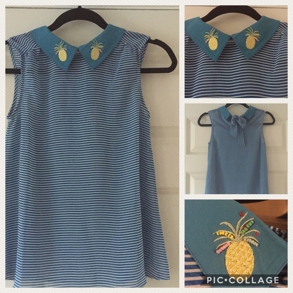 ModCloth Striped Pineapple Embroidered Stripe Top - Picture 4 of 8